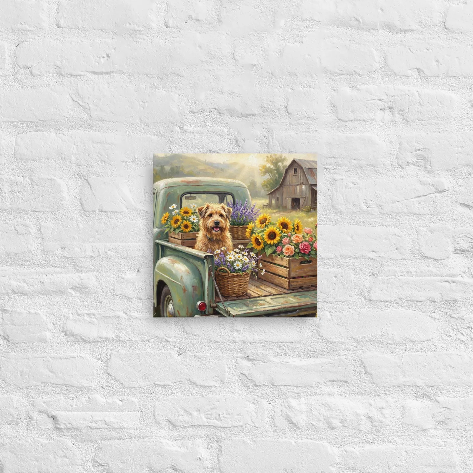 Dog in Vintage Truck Thin Canvas: Farmhouse Dog Wall Art, photo 4