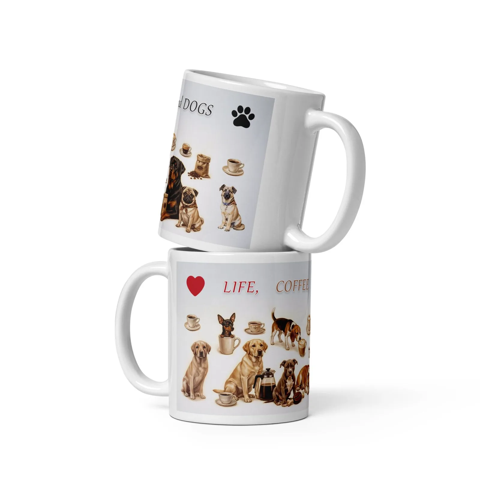 Dog Lover Coffee Mug, Life Coffee Dogs, Ceramic, photo 2