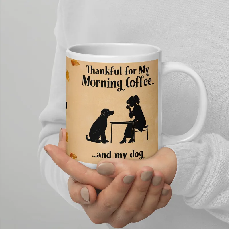 Dog Lover Mug: Thankful Coffee Cup, Dog Mom Gift