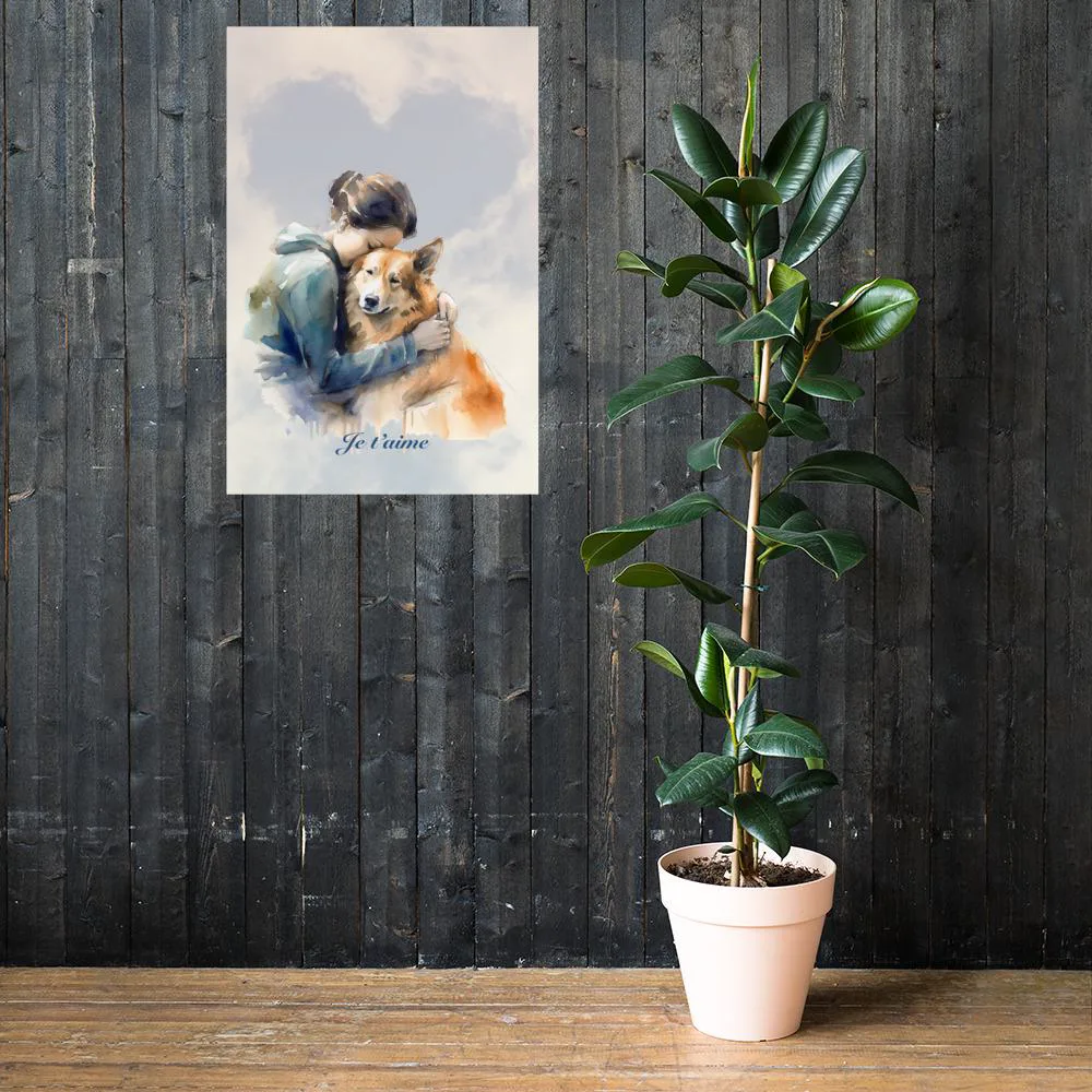 Dog Lover Poster - Watercolor Sentimental Dog Hug, photo 9