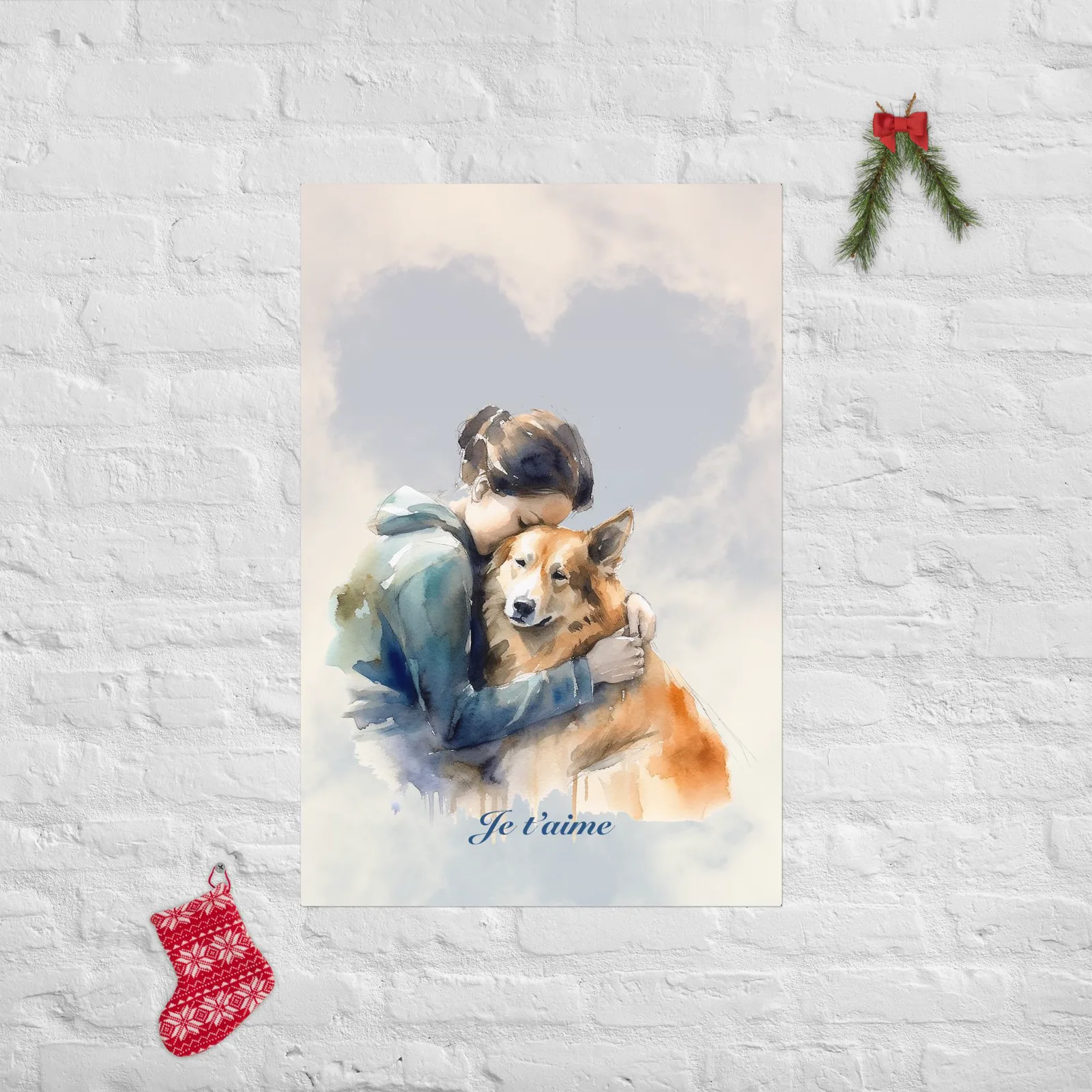 Dog Lover Poster - Watercolor Sentimental Dog Hug, photo 10