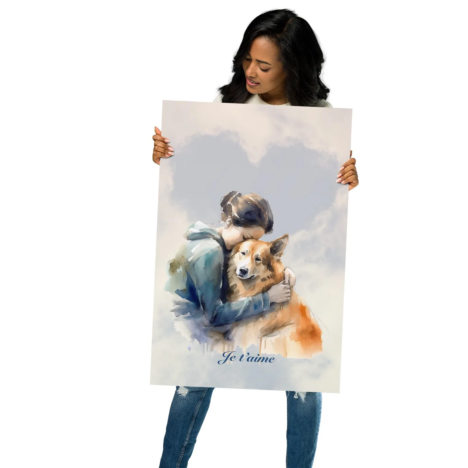 Dog Lover Poster - Watercolor Sentimental Dog Hug, photo 2