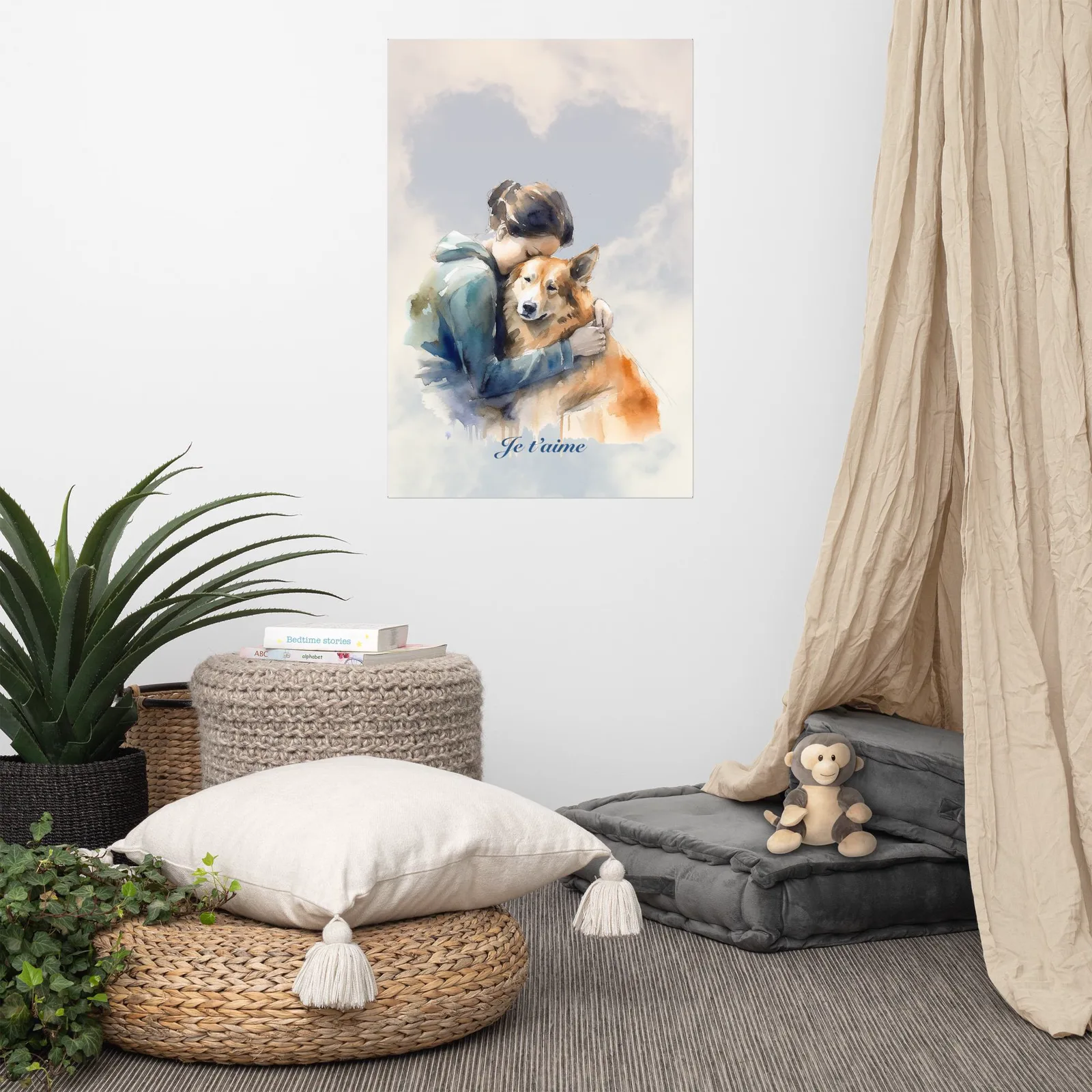 Dog Lover Poster - Watercolor Sentimental Dog Hug, photo 5
