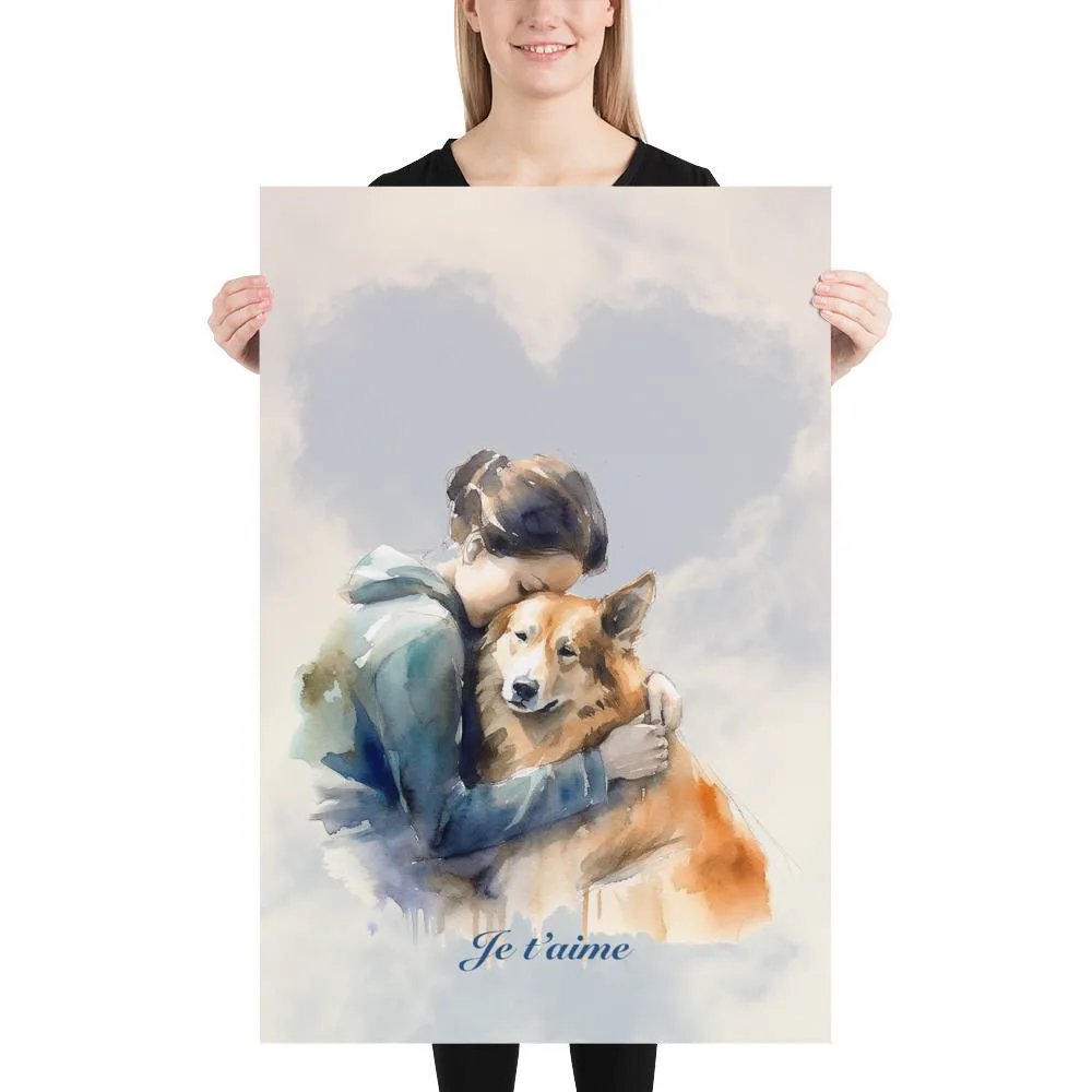 Dog Lover Poster - Watercolor Sentimental Dog Hug, photo 4