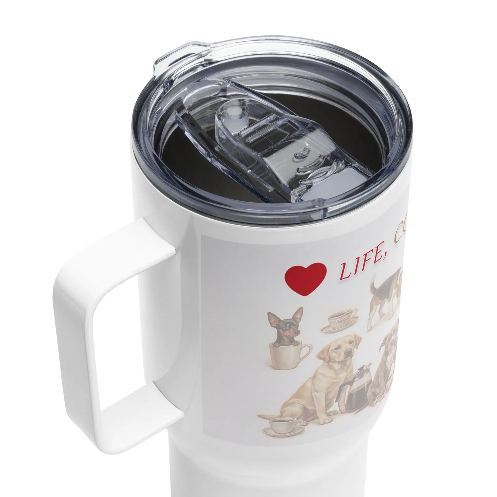 Dog Lover Travel Mug, Stainless Steel Tumbler, Coffee & Dog Art, photo 10