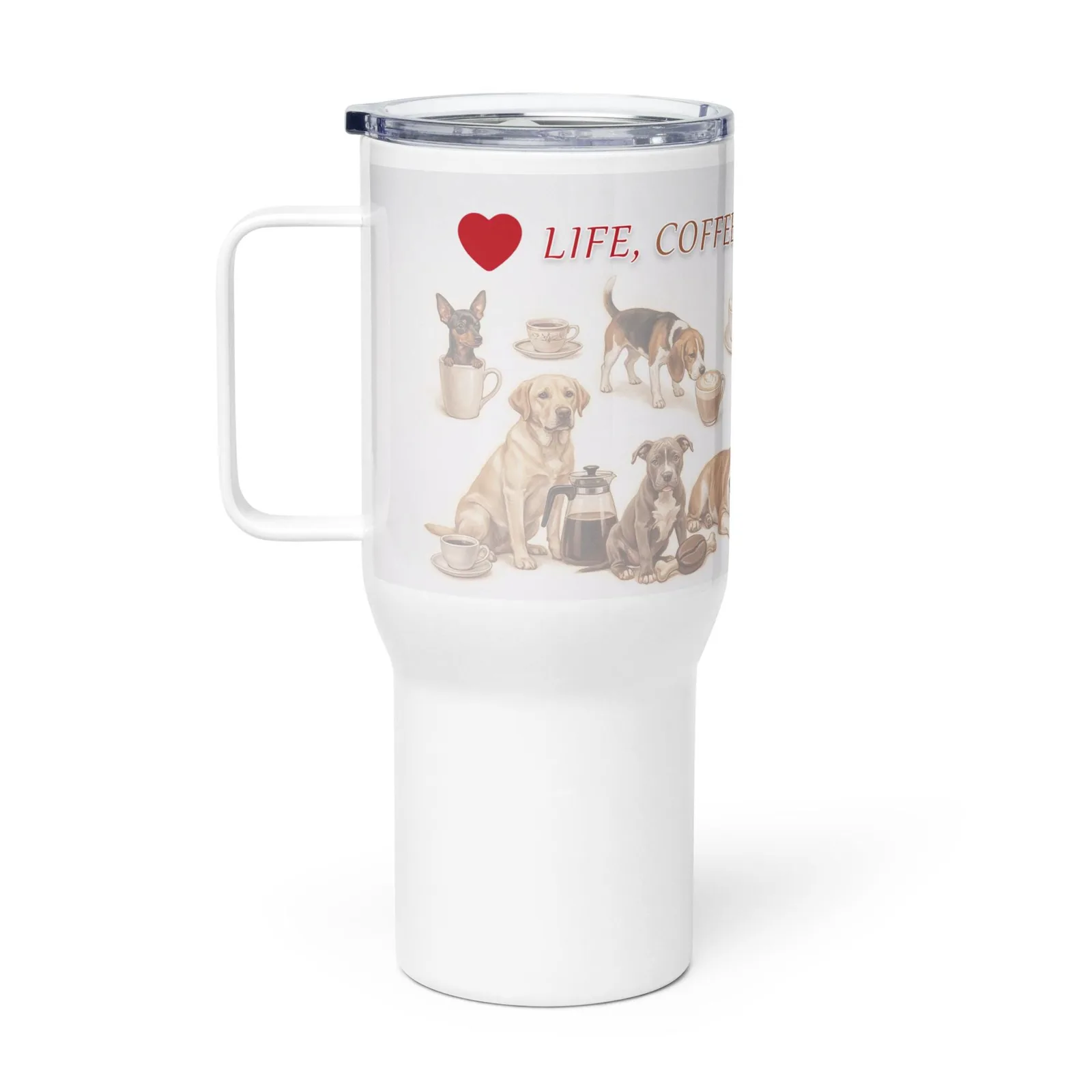Dog Lover Travel Mug, Stainless Steel Tumbler, Coffee & Dog Art, photo 2