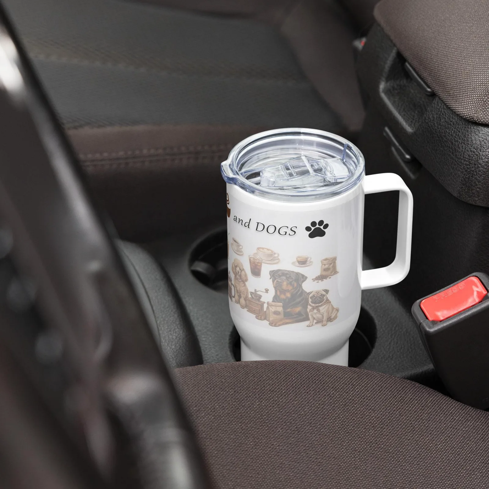 Dog Lover Travel Mug, Stainless Steel Tumbler, Coffee & Dog Art, photo 8