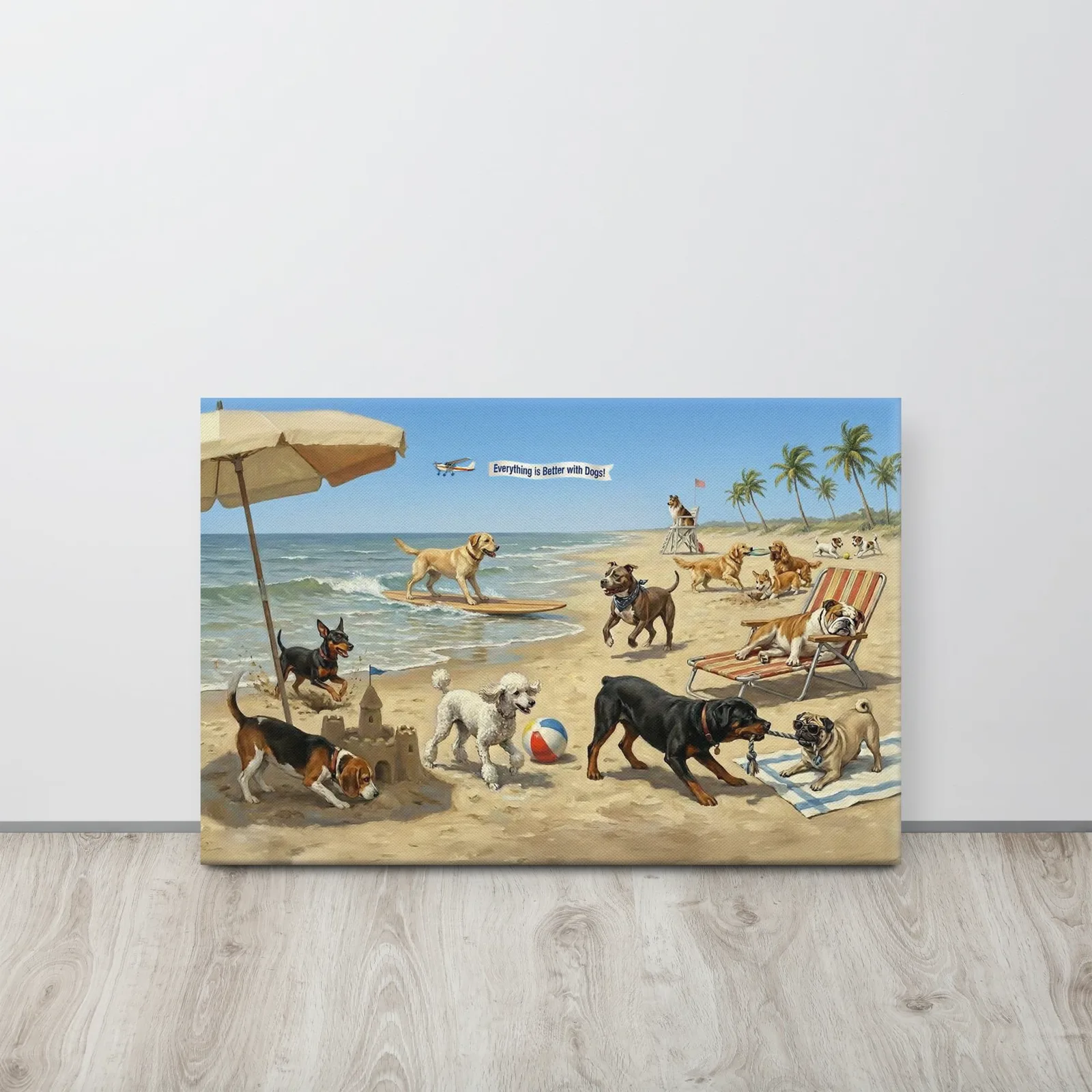Dogs at the Beach Canvas Print: Coastal Dog Lover Wall Art, photo 4