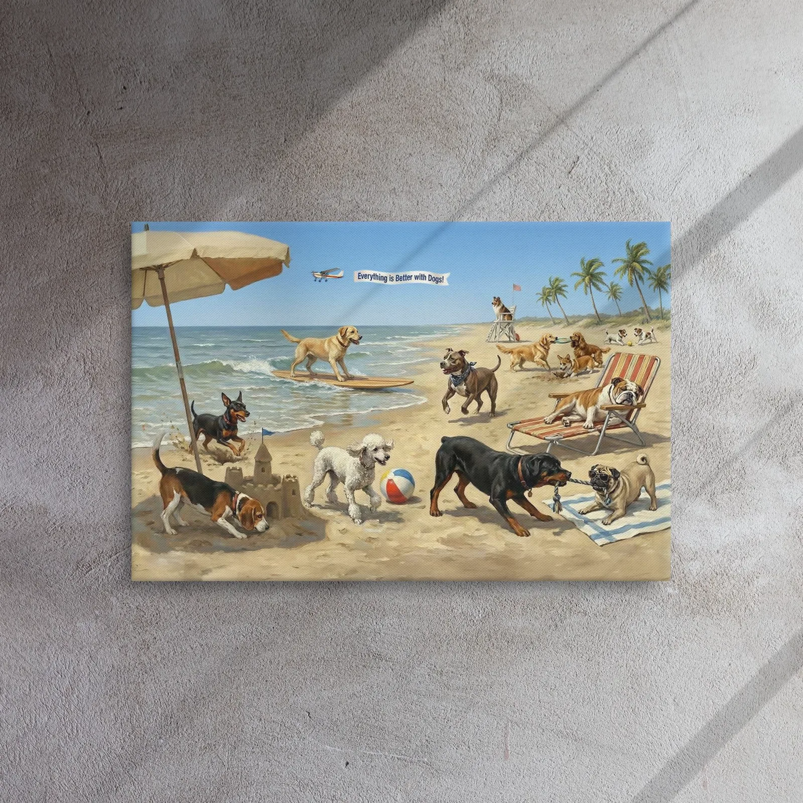 Dogs at the Beach Canvas Print: Coastal Dog Lover Wall Art, photo 3