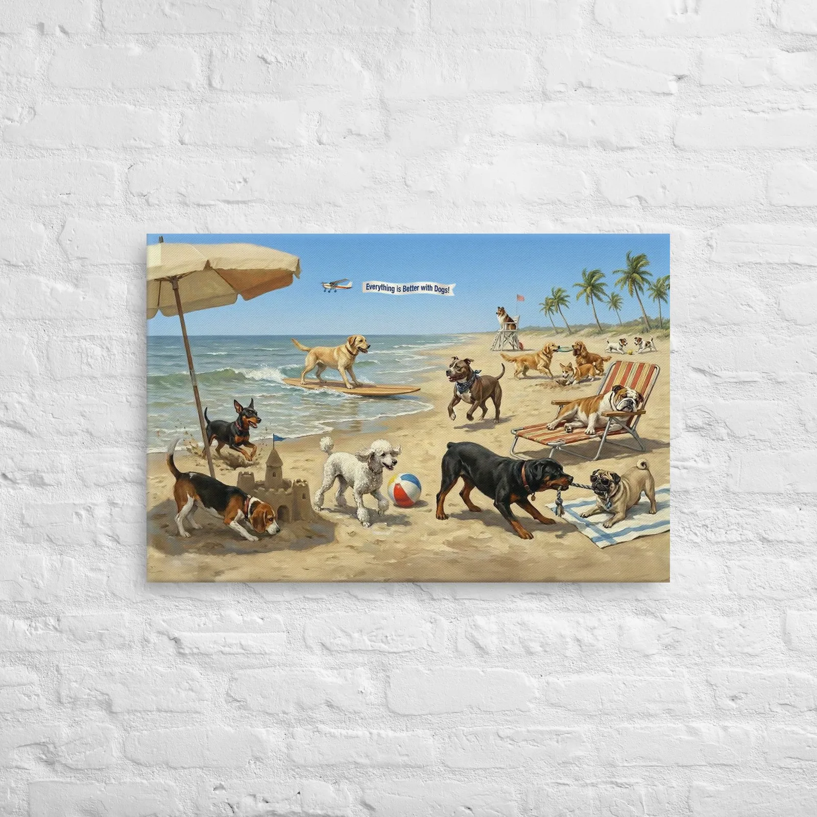 Dogs at the Beach Canvas Print: Coastal Dog Lover Wall Art, photo 5