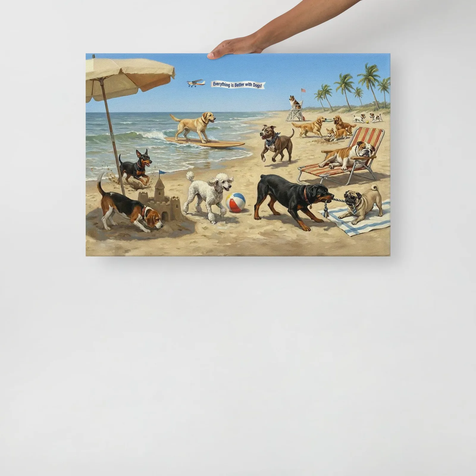 Dogs at the Beach Canvas Print: Coastal Dog Lover Wall Art, photo 2