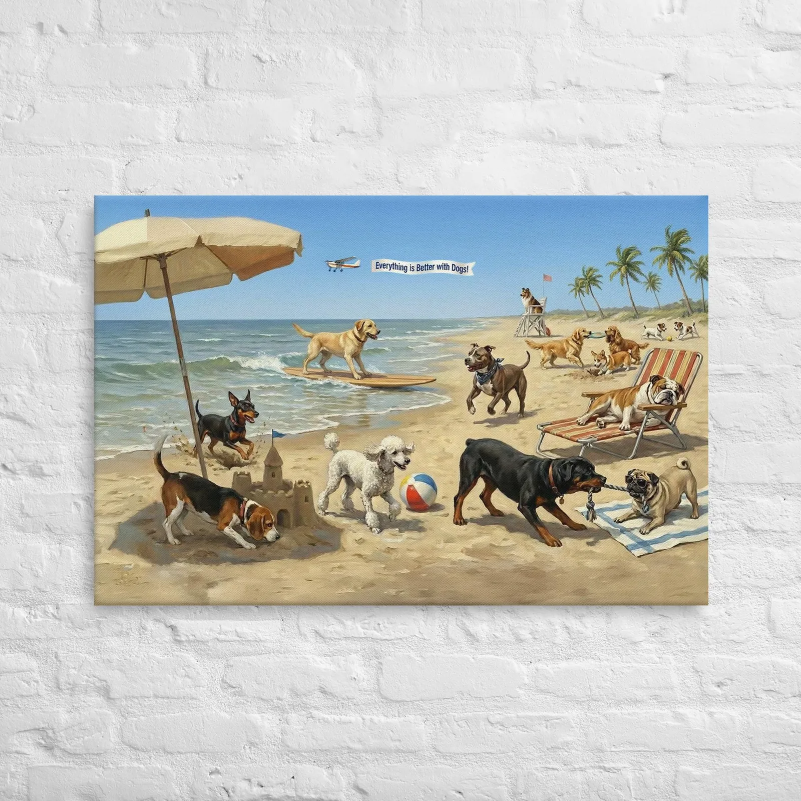 Dogs at the Beach Thin Canvas: Coastal Dog Lover Wall Art, photo 2