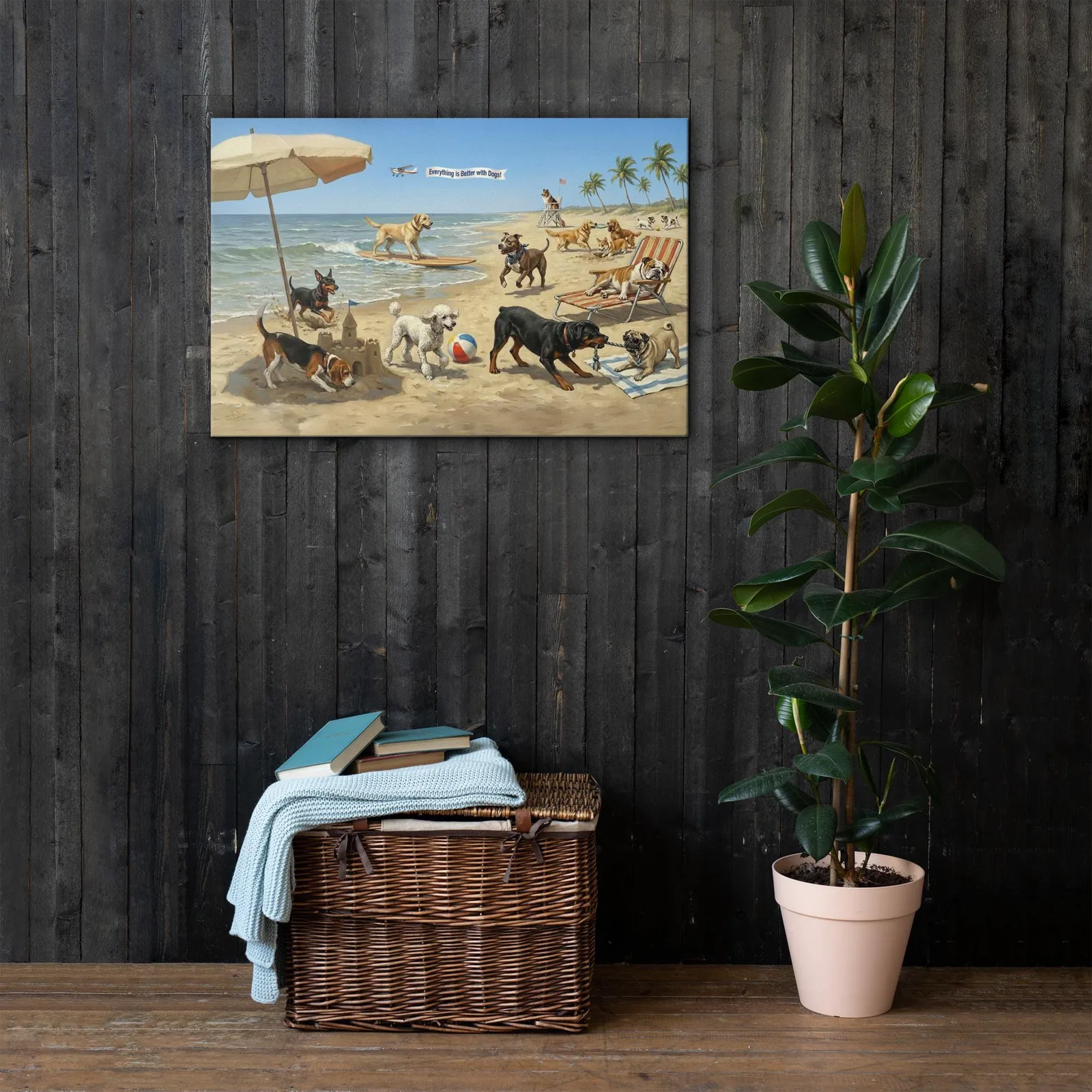 Dogs at the Beach Thin Canvas: Coastal Dog Lover Wall Art, photo 5