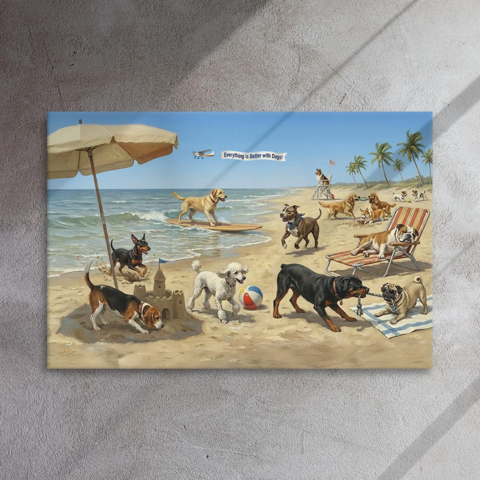 Dogs at the Beach Thin Canvas: Coastal Dog Lover Wall Art, photo 4