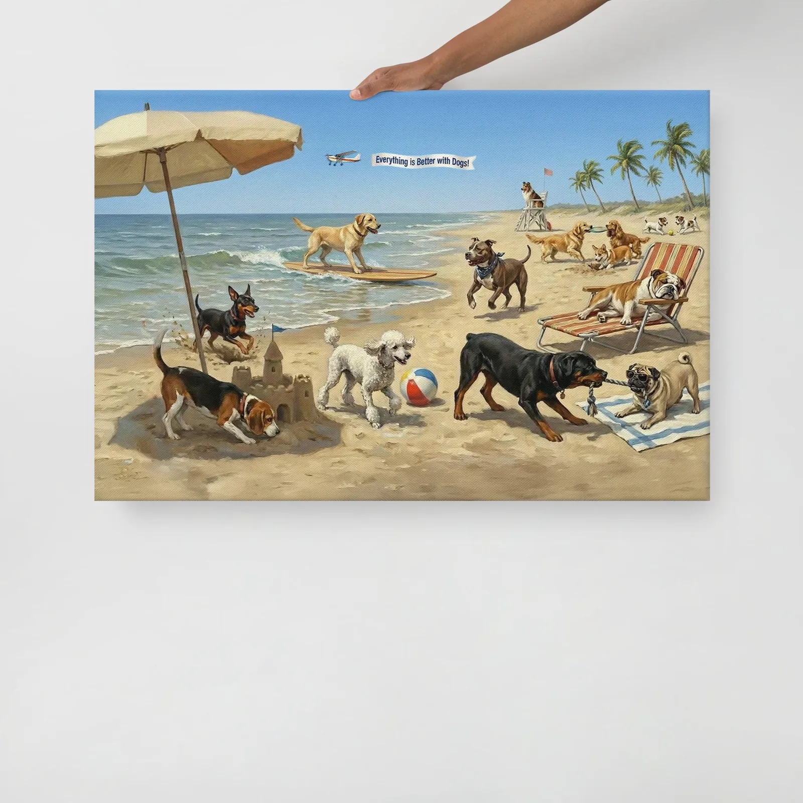 Dogs at the Beach Thin Canvas: Coastal Dog Lover Wall Art, photo 6