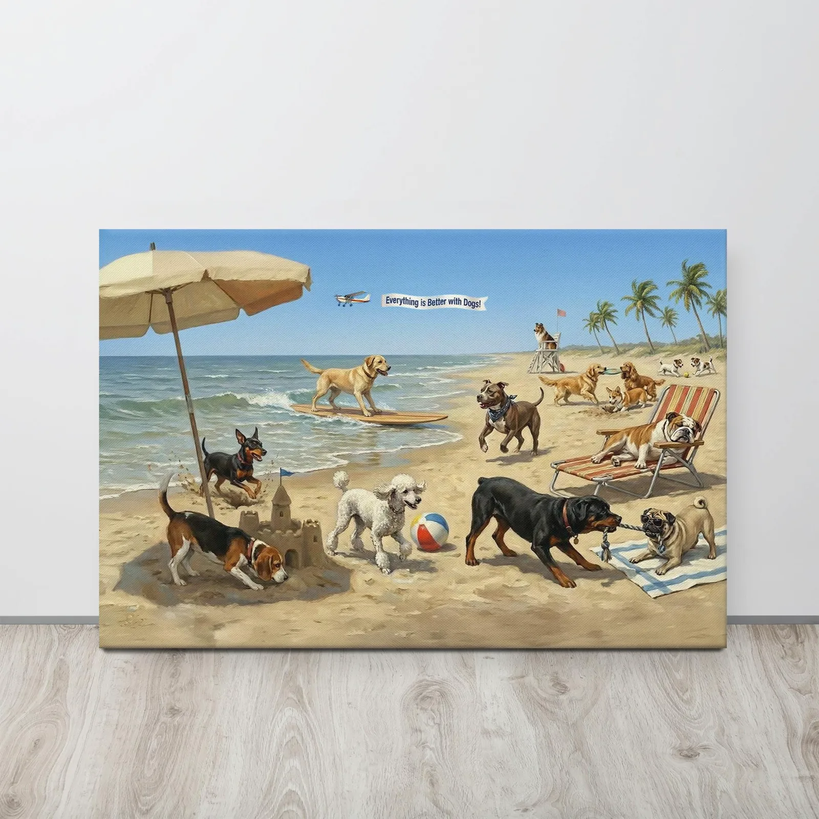 Dogs at the Beach Thin Canvas: Coastal Dog Lover Wall Art, photo 3