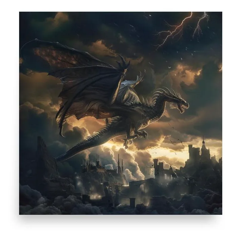 Dragon Flight Poster: Epic Fantasy Wall Art