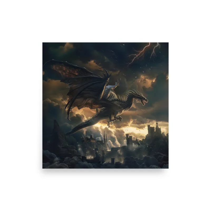 Dragon Flight Poster: Epic Fantasy Wall Art, product mockup