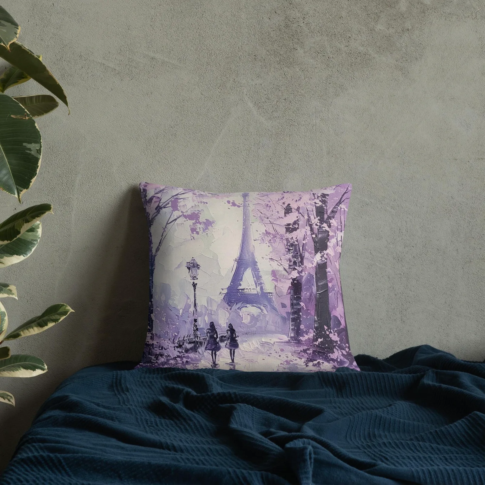 Eiffel Tower Throw Pillow: Paris Cityscape, Linen-Feel, Double-Sided Cushion, photo 6