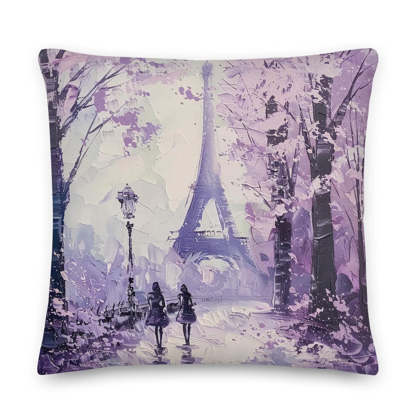 Eiffel Tower Throw Pillow: Paris Cityscape, Linen-Feel, Double-Sided Cushion