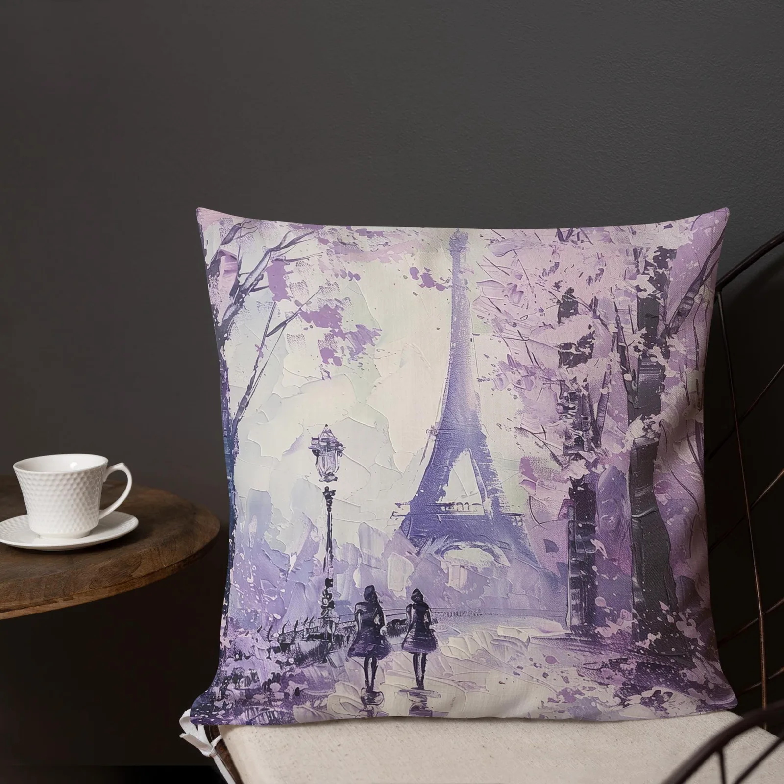 Eiffel Tower Throw Pillow: Paris Cityscape, Linen-Feel, Double-Sided Cushion, photo 10