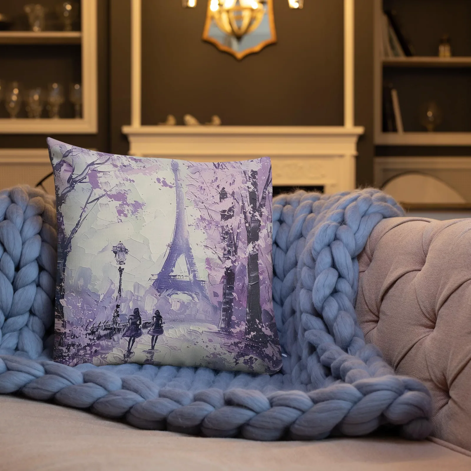 Eiffel Tower Throw Pillow: Paris Cityscape, Linen-Feel, Double-Sided Cushion, photo 8
