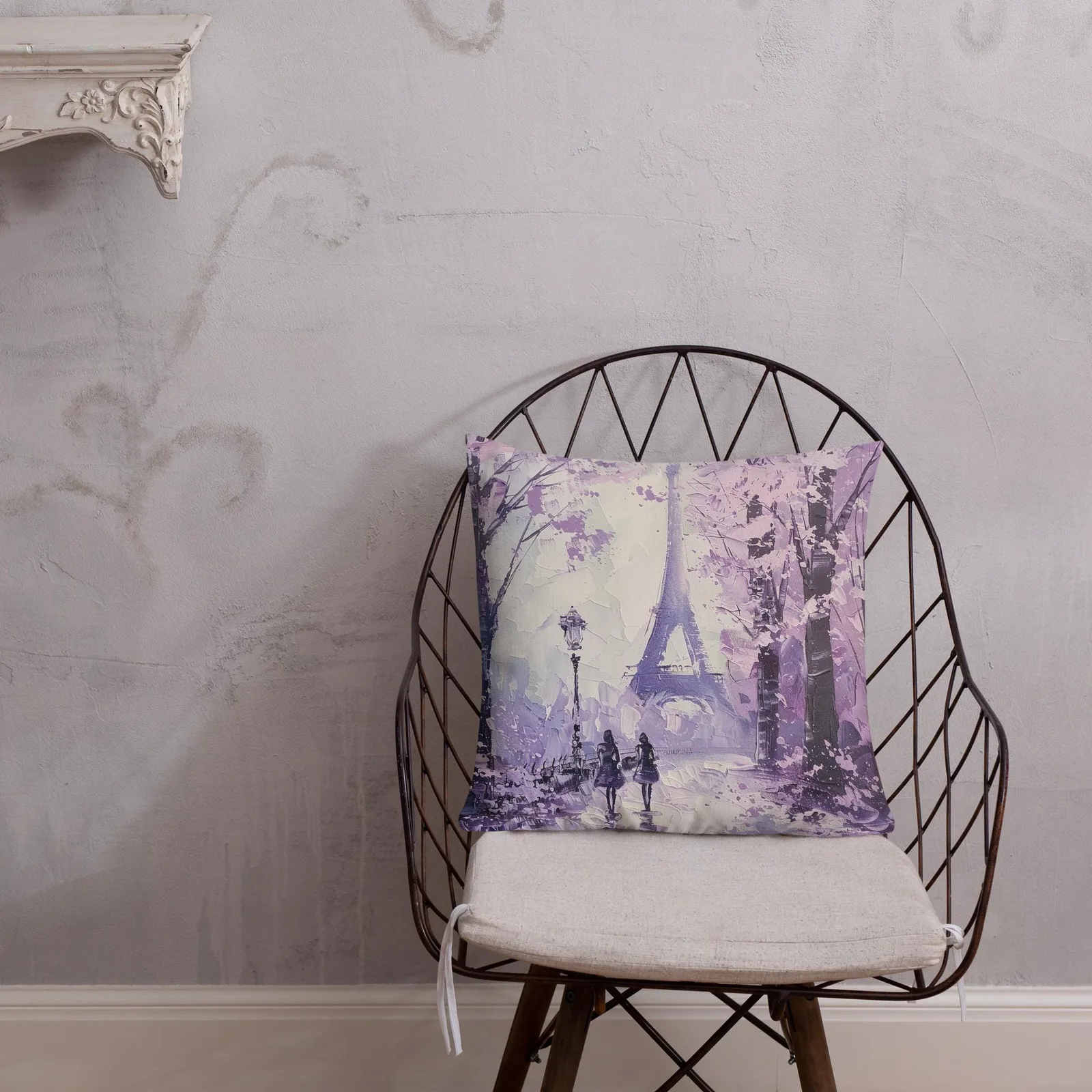 Eiffel Tower Throw Pillow: Paris Cityscape, Linen-Feel, Double-Sided Cushion, photo 7