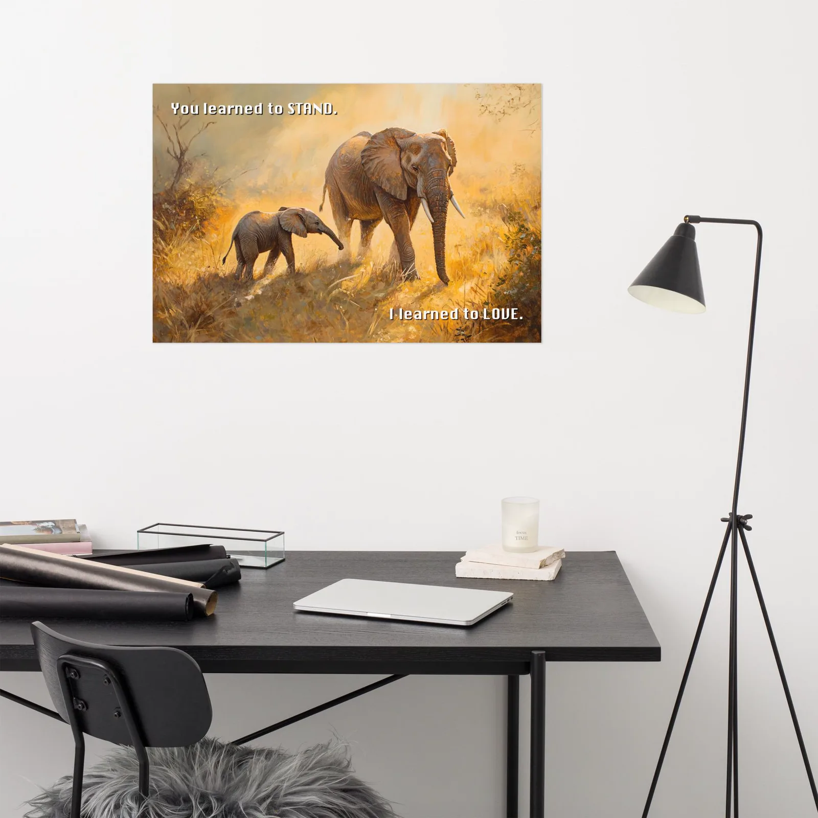 Elephant Mother & Calf Poster: Safari Love Quote Wall Art, photo 10