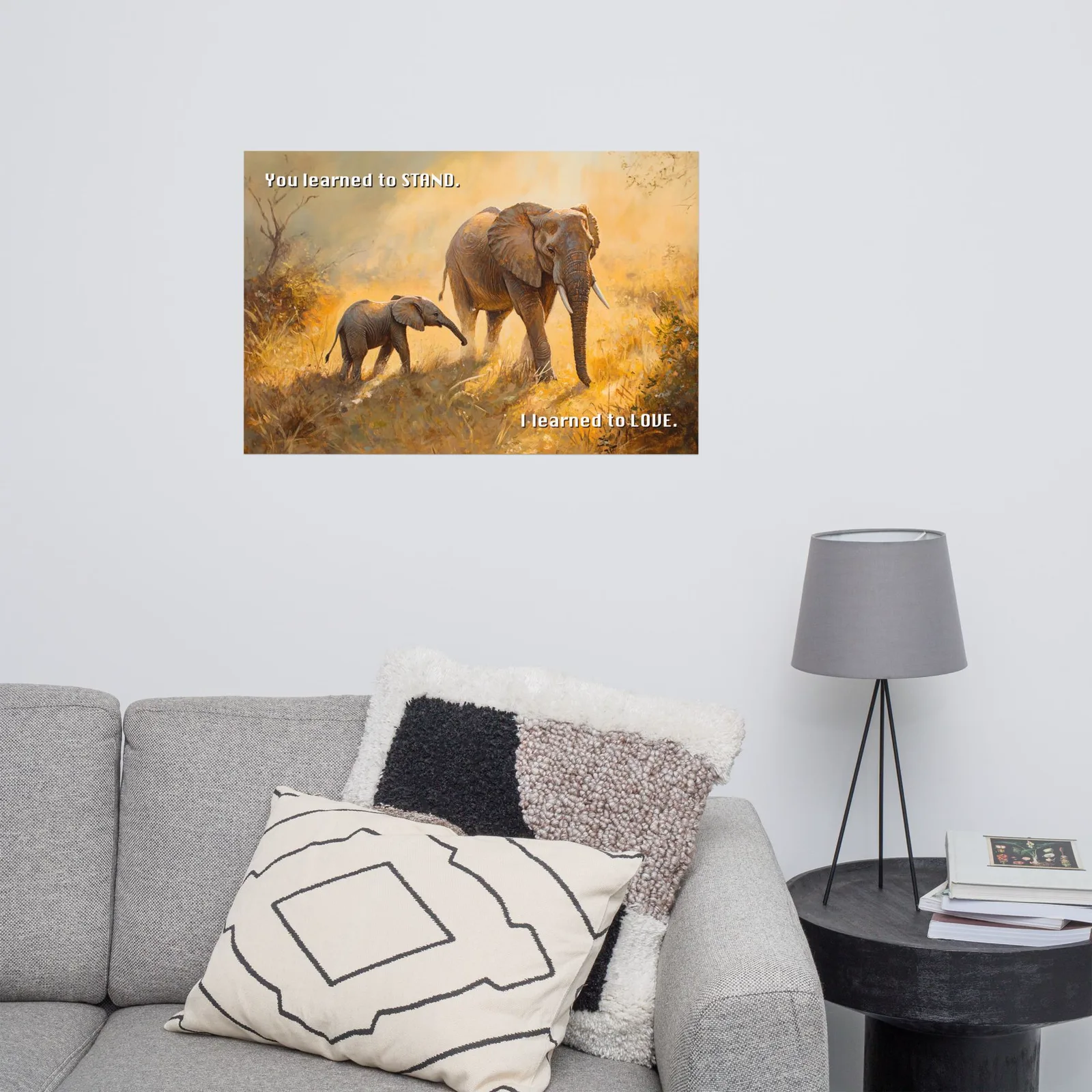 Elephant Mother & Calf Poster: Safari Love Quote Wall Art, photo 9