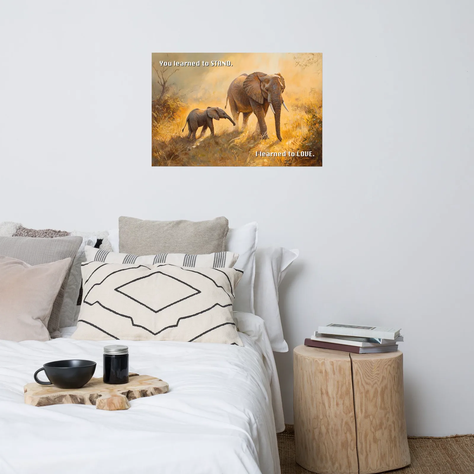Elephant Mother & Calf Poster: Safari Love Quote Wall Art, photo 5