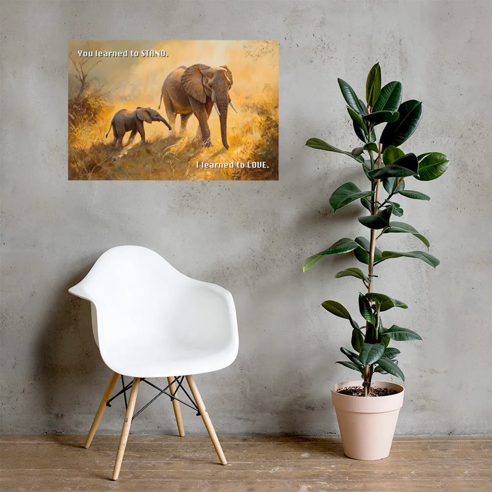 Elephant Mother & Calf Poster: Safari Love Quote Wall Art, photo 4