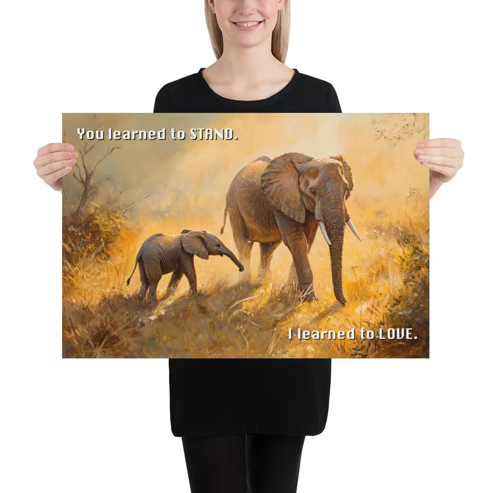 Elephant Mother & Calf Poster: Safari Love Quote Wall Art, photo 3