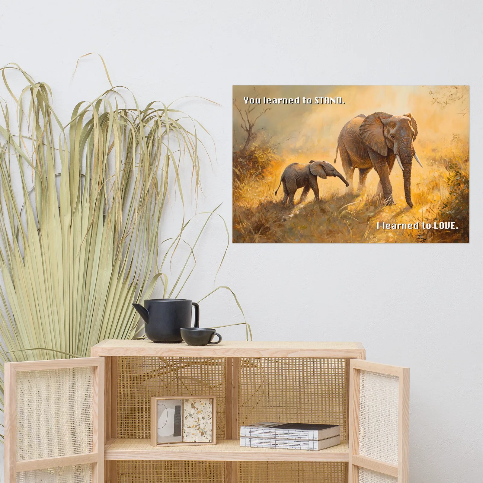 Elephant Mother & Calf Poster: Safari Love Quote Wall Art, photo 8