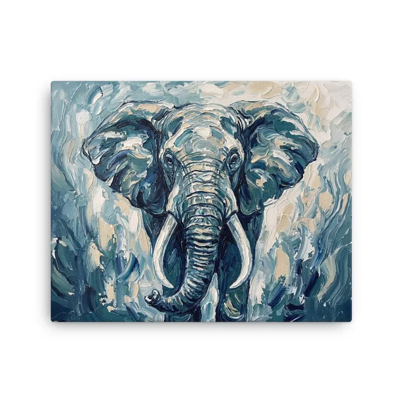 Elephant Thin Canvas: Impasto Safari Animal Wall Art