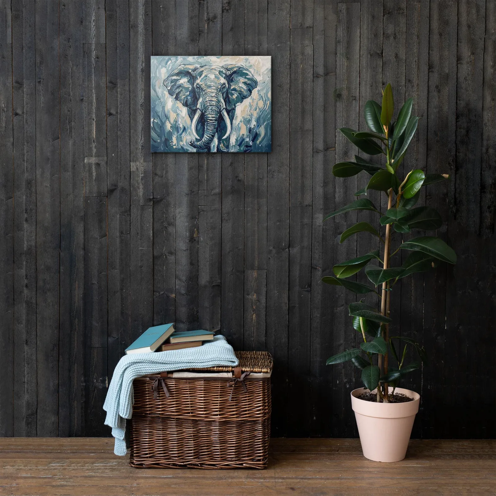 Elephant Thin Canvas: Impasto Safari Animal Wall Art, photo 5