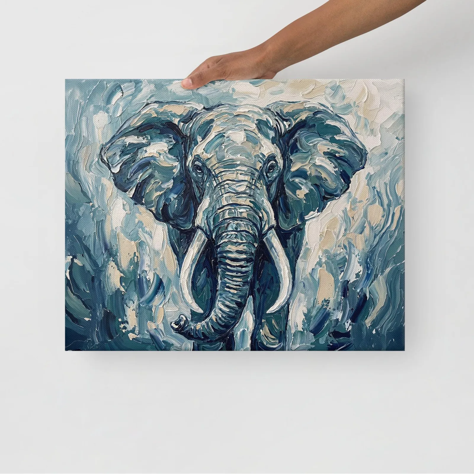 Elephant Thin Canvas: Impasto Safari Animal Wall Art, photo 6