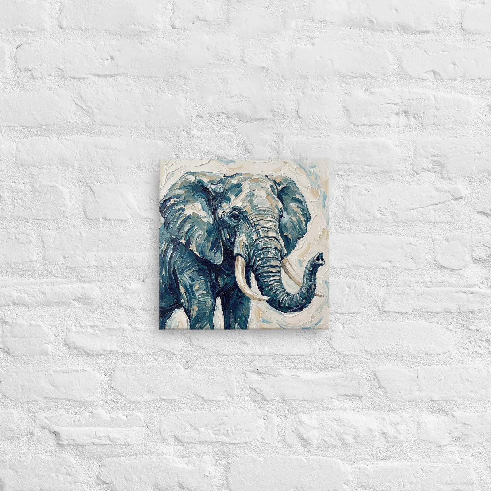 Elephant Thin Canvas: Modern Elephant Impasto Painting style Wall Art, photo 2