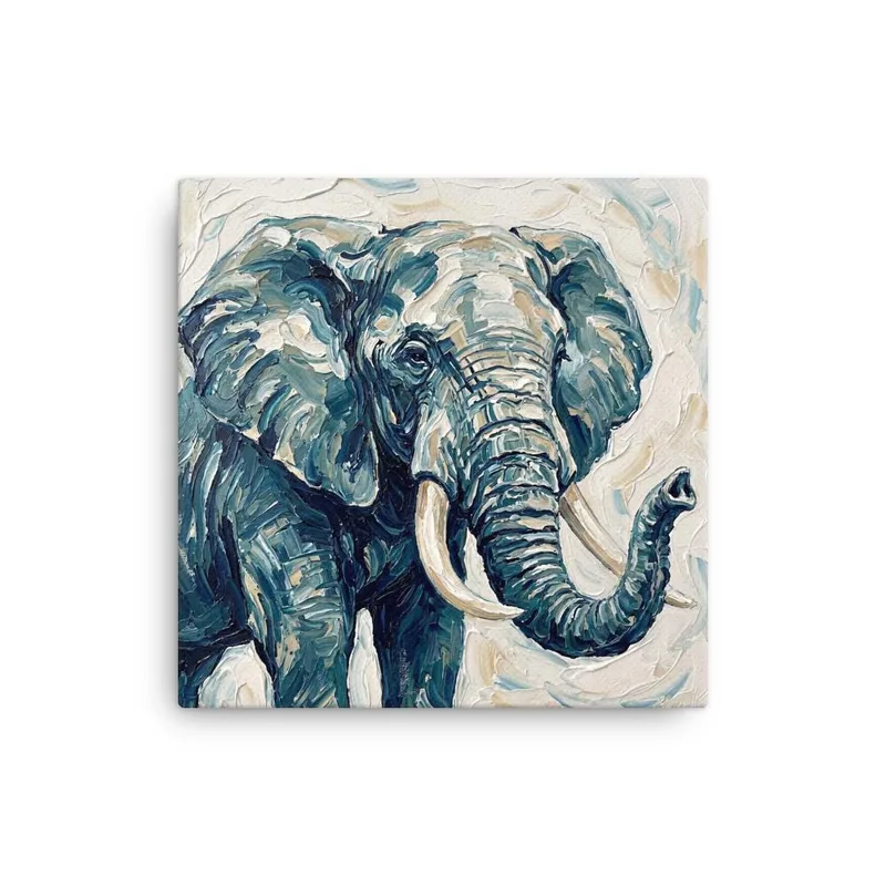 Elephant Thin Canvas: Modern Elephant Impasto Painting style Wall Art