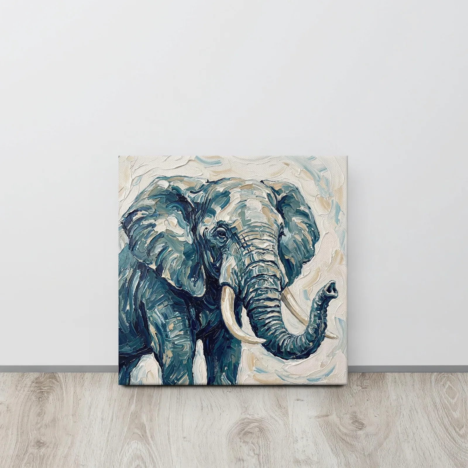 Elephant Thin Canvas: Modern Elephant Impasto Painting style Wall Art, photo 5