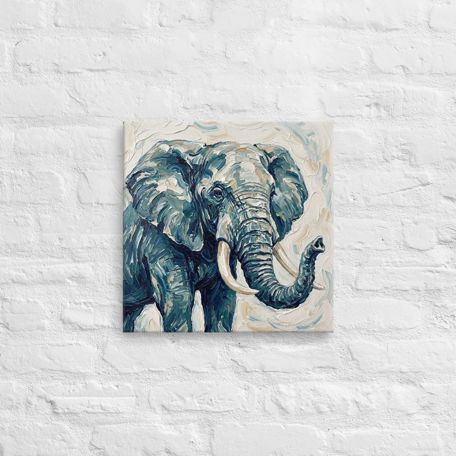 Elephant Thin Canvas: Modern Elephant Impasto Painting style Wall Art, photo 3