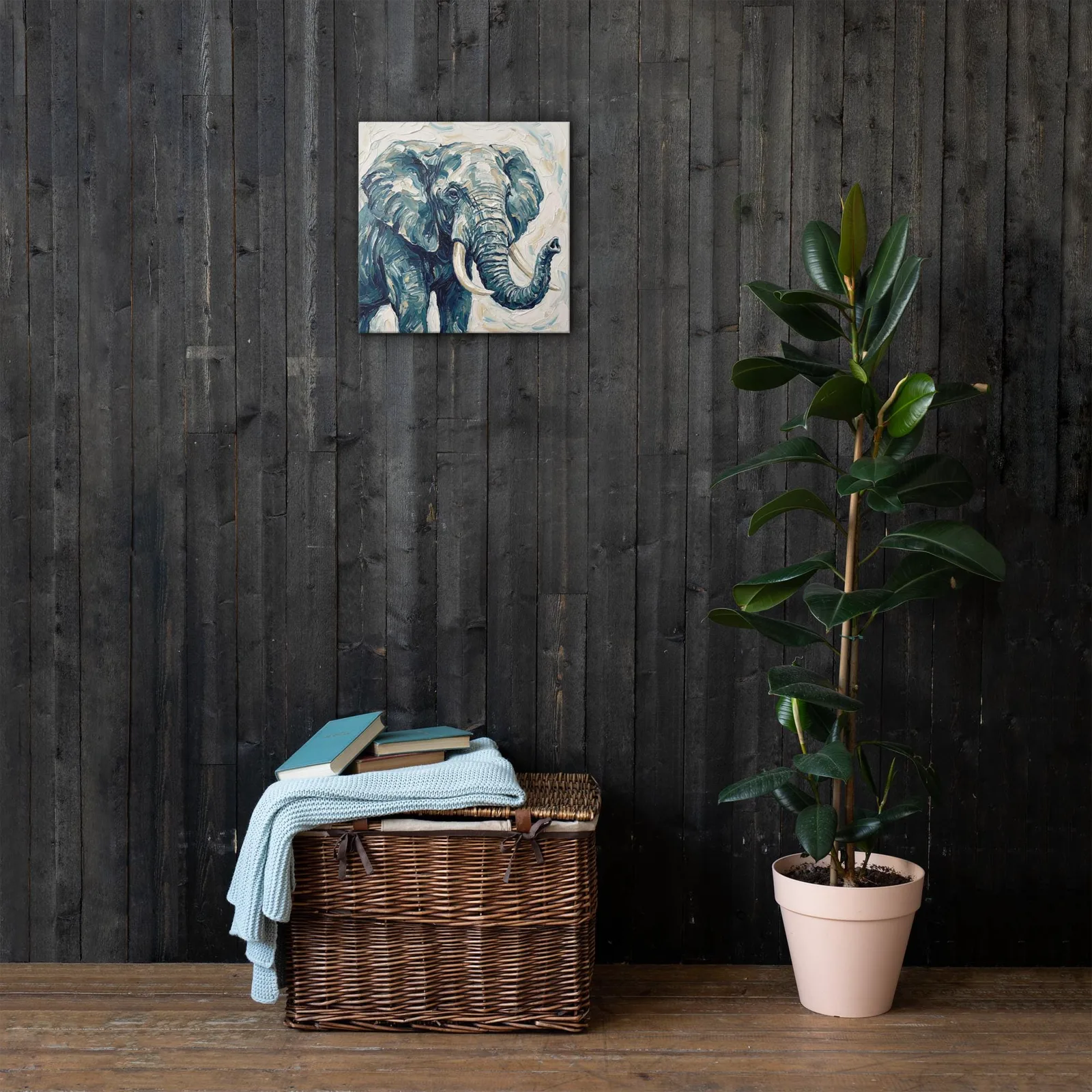 Elephant Thin Canvas: Modern Elephant Impasto Painting style Wall Art, photo 9
