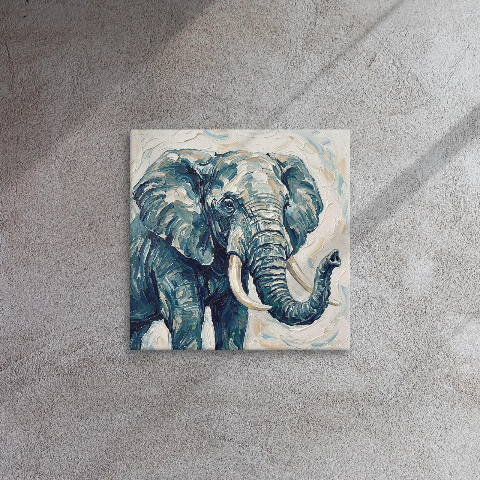 Elephant Thin Canvas: Modern Elephant Impasto Painting style Wall Art, photo 7