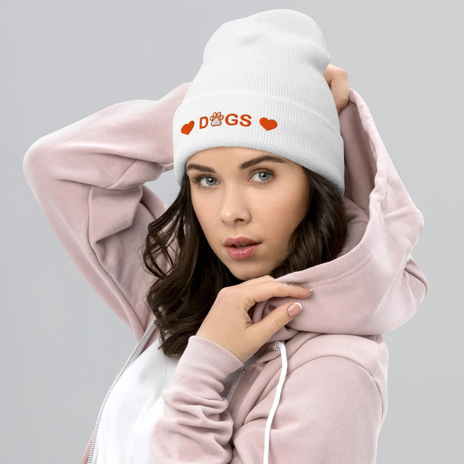 Embroidered Cuffed Beanie: Cozy Knit Hat for Dog Lovers