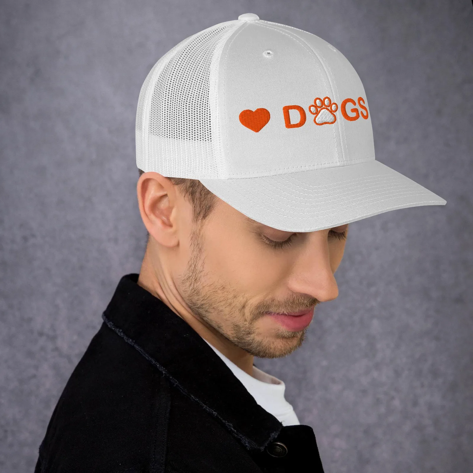 Embroidered Dog Lover Trucker Hat: I Love Dogs Cap, photo 9