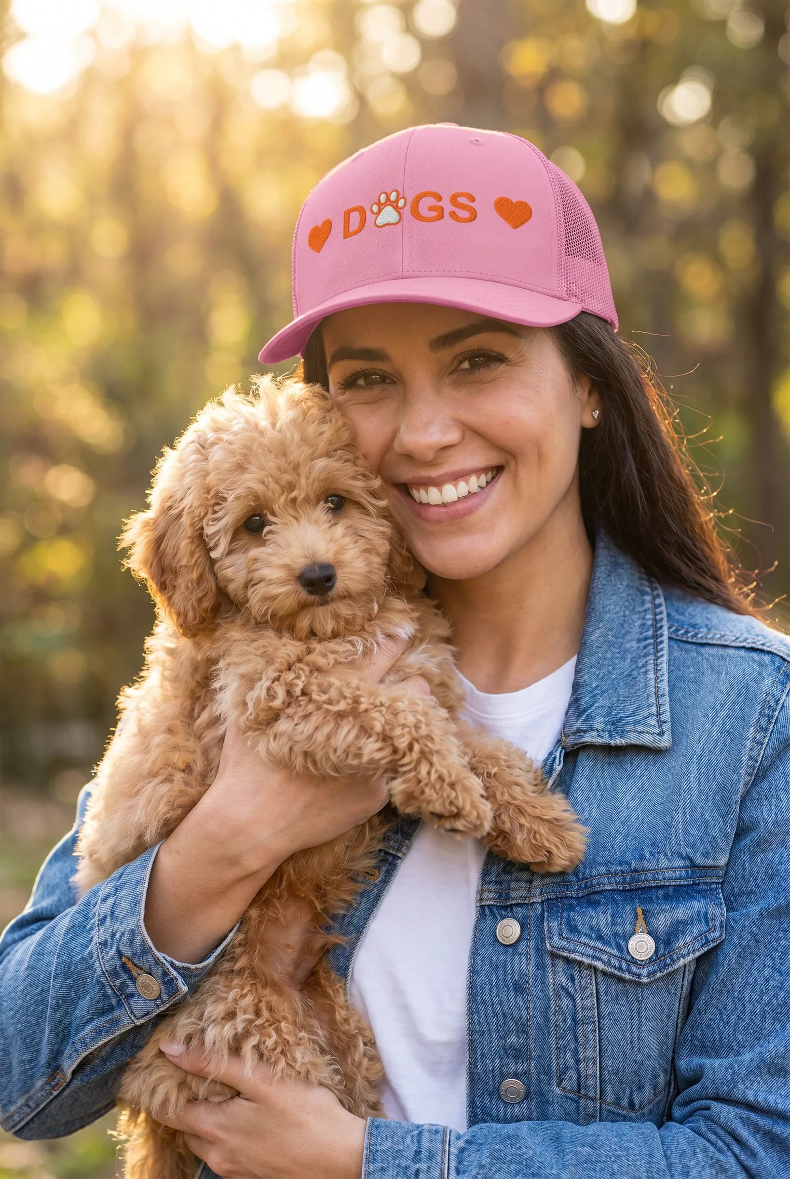 Embroidered Dog Lover Trucker Hat: I Love Dogs Cap