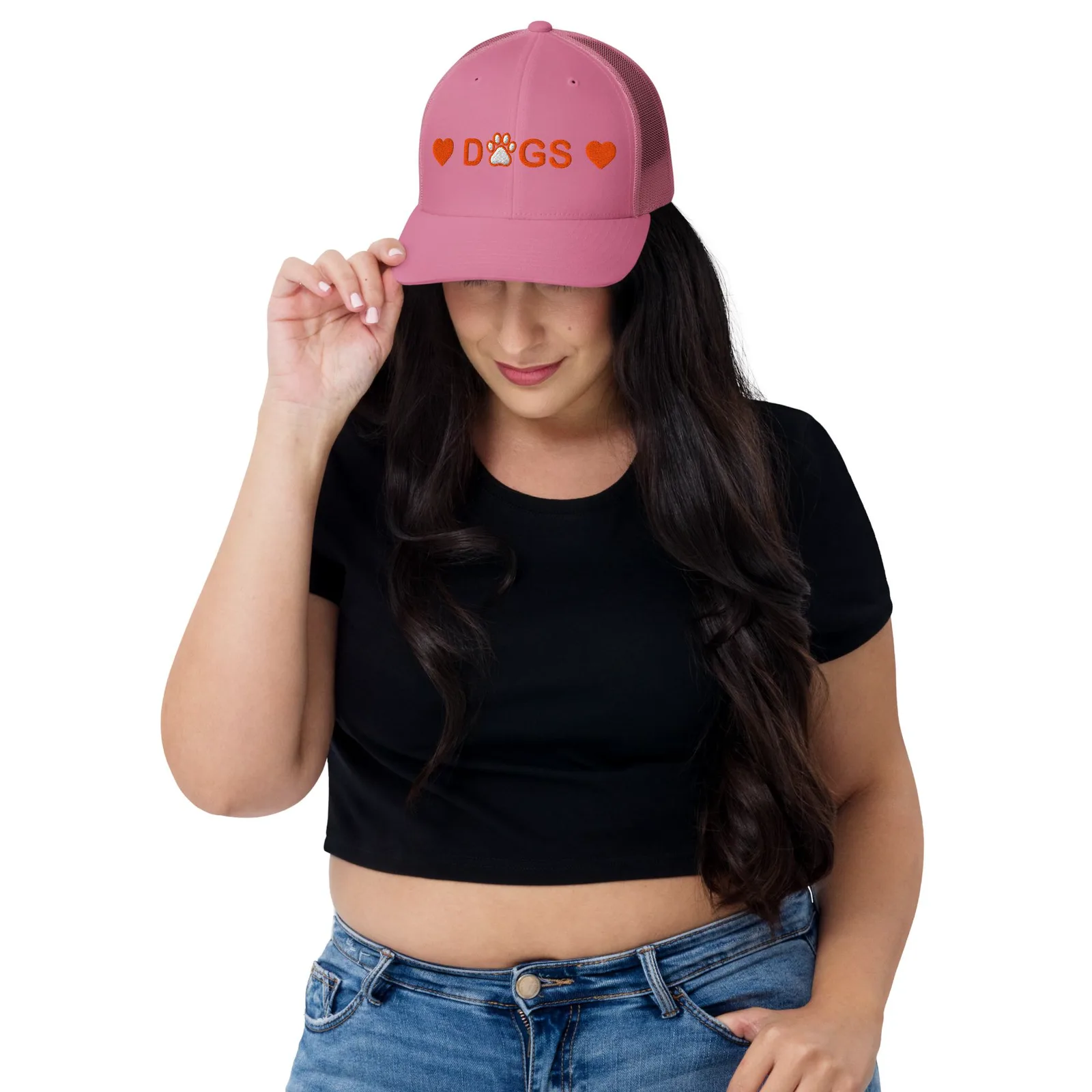 Embroidered Dog Lover Trucker Hat: I Love Dogs Cap, photo 2