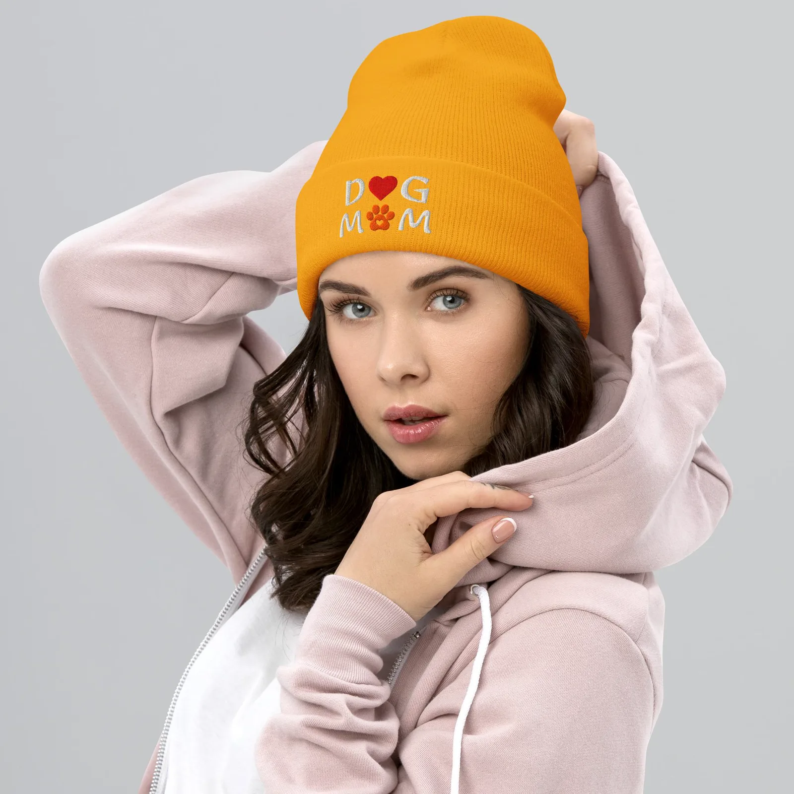 Embroidered Dog Mom Cuffed Beanie: Cozy Knit Hat for Dog Lovers, photo 6