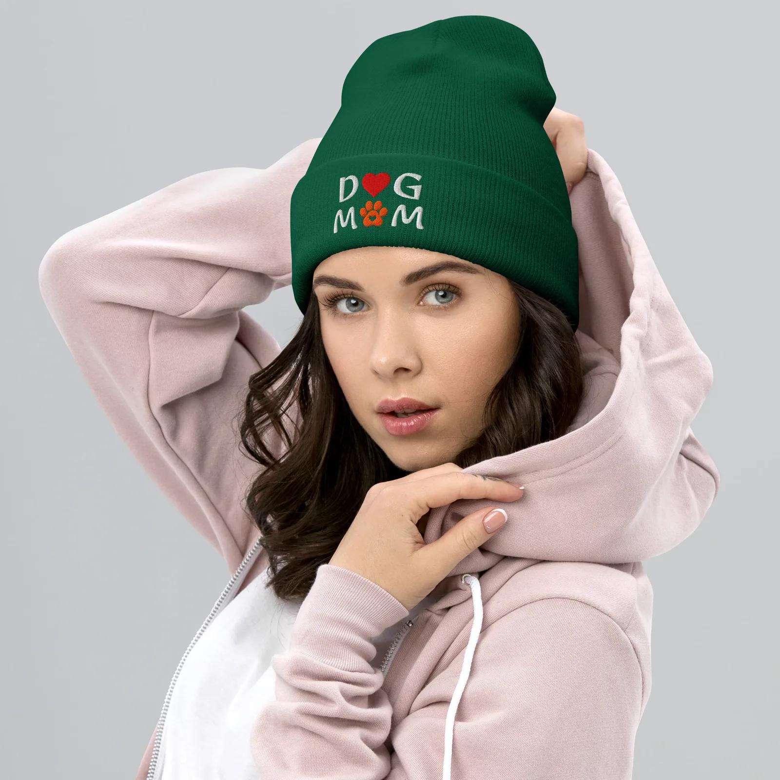 Embroidered Dog Mom Cuffed Beanie: Cozy Knit Hat for Dog Lovers, photo 5