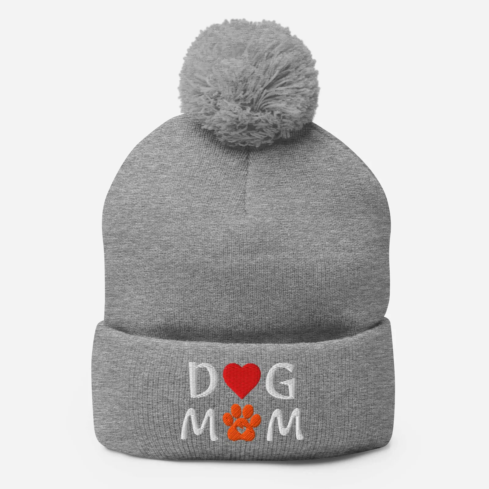 Embroidered Dog Mom Pom-Pom Beanie: Cozy Winter Hat for Dog Lovers, photo 8