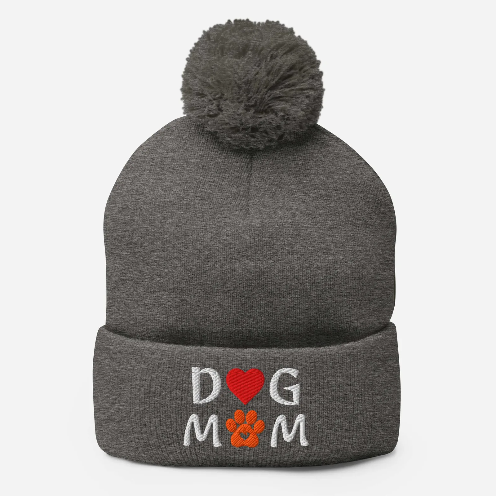Embroidered Dog Mom Pom-Pom Beanie: Cozy Winter Hat for Dog Lovers, photo 2